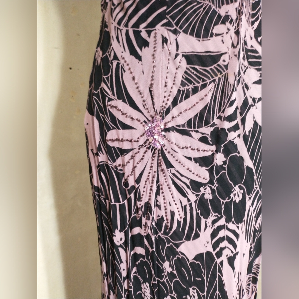 Floral & Striped Pink and Black Maxi Dress - Picture 6 of 11